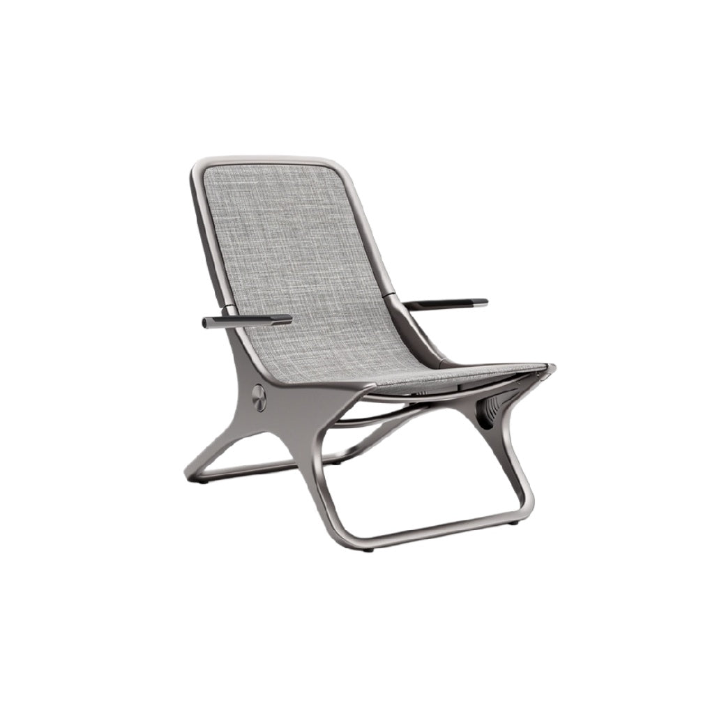 Moderne Reclinerstoel met Grijze Stoffering en Aluminium Frame