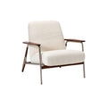 Titel: "Moderne Relaxstoel met Houten Accenten en Stof Bekleding"