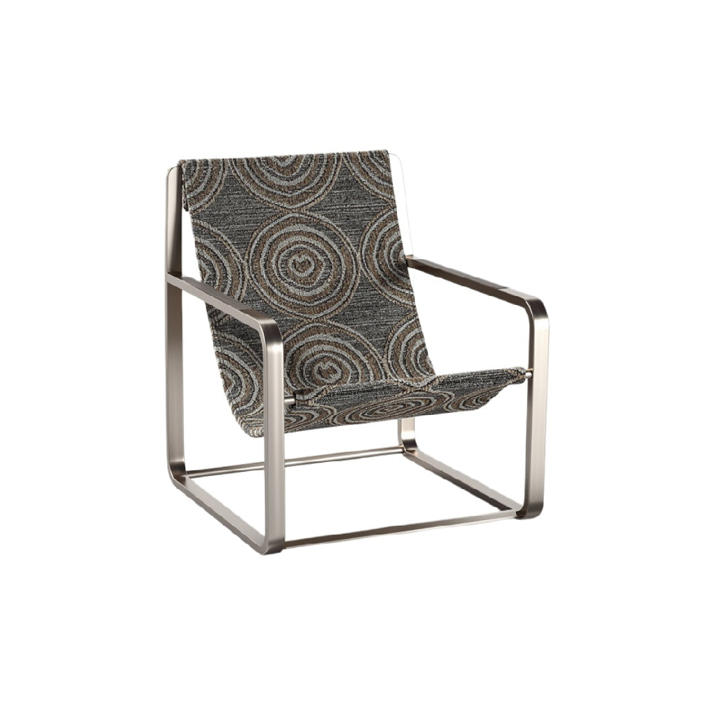 **Moderne Loungebank met Cirkelpatroon en Stalen Frame**