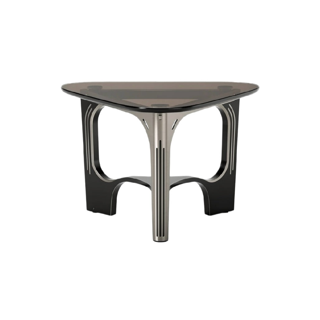 **Modern Driehoekige Tafel met Metaal en Glas**
